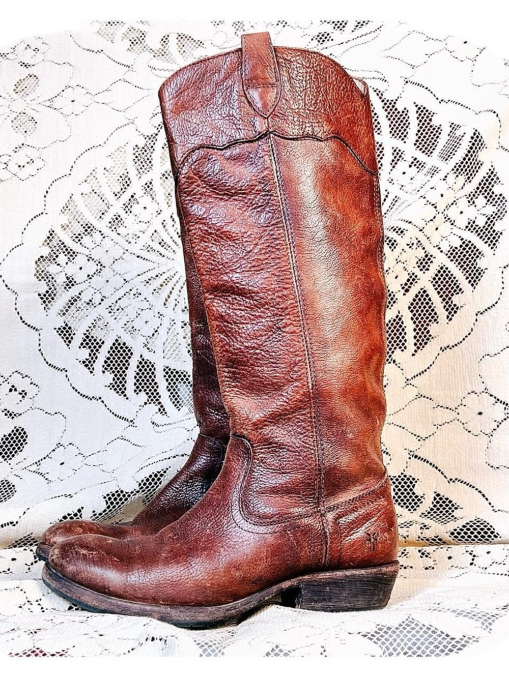 VTG Frye Carson Brown Tall Leather Knee High Boots Sz 6 Mexico